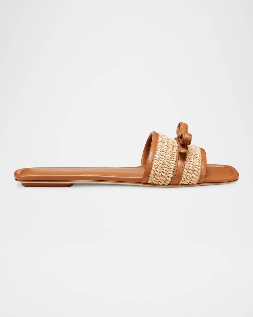 Felicity Bow Leather Flat Sandals